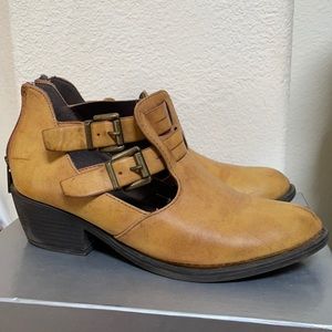 Faux leather tan booties